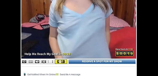  Blonde teen shows purple thong on webcam